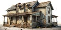 A Stunning 3D Architectural Visualization of a Weathered Cracked House Exploring Decay and Ruin in Photorealistic Royalty Free Stock Photo