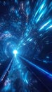 A captivating 3d blue spacetime tunnel with flowing energy and vibrant light effects Royalty Free Stock Photo