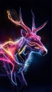 A captivating 3D hologram design featuring a vibrant and artistic rendition of a hind