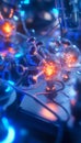 A captivating 3d illustration of endorphins interacting with brain receptors in a lab setting