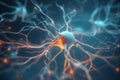 3D illustration of neuron cell, brain cell, neurons, nervous system, abstract background Ai Generative Royalty Free Stock Photo