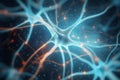 3D illustration of neuron cell, brain cell, neurons, nervous system, abstract background Ai Generative Royalty Free Stock Photo