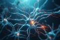 3D illustration of neuron cell, brain cell, neurons, nervous system, abstract background Ai Generative Royalty Free Stock Photo