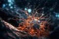 Ai Generative 3d illustration of neuron cell with neurons in brain, nervous system Royalty Free Stock Photo