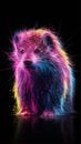 A captivating 3D laser exploded hologram design showcases a mesmerizing, vibrant binturong Royalty Free Stock Photo