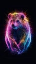 A captivating 3D laser exploded hologram design showcases a mesmerizing, vibrant binturong Royalty Free Stock Photo