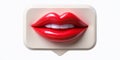 Captivating 3D Message Icon: Red Lips Symbolize Romantic Communication Royalty Free Stock Photo