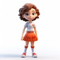 Captivating 3d Model Of A Schoolgirl In Orange Outfit