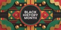 Black History Month Abstract Geometric Background with Central Text, Pan African Colors and 3D Golden Spheres Royalty Free Stock Photo
