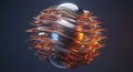Abstract Metallic Sphere with Dynamic Wavy Layers Royalty Free Stock Photo