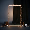 Elegant Neon Frame with Floral Decor and Luxury Display Elements Royalty Free Stock Photo
