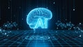 Artificial Intelligence Brain with Digital Network and AI Text Royalty Free Stock Photo