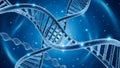 Abstract DNA Double Helix Structure on Blue Scientific Background Royalty Free Stock Photo