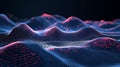 Abstract Digital Wave Particles Glowing Red and Blue - Futuristic Data Visualization and Technology Background Royalty Free Stock Photo