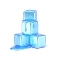3d render of melting ice cubes stacked in a cool refreshing arrangement on white background Royalty Free Stock Photo