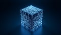 A captivating 3D render showcasing a dynamic, rotating digital cube embodying the essence of Royalty Free Stock Photo