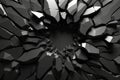Captivating 3D render showcasing a fractured black wall