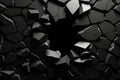 Captivating 3D render showcasing a fractured black wall