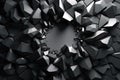 Captivating 3D render showcasing a fractured black wall
