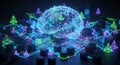 Digital Brain Network with Futuristic Circuitry and AI Concept Royalty Free Stock Photo
