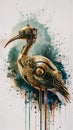 A captivating 3D render of a steampunk-inspired brass robot ibis Royalty Free Stock Photo