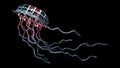 Futuristic Bioluminescent Jellyfish with Grid Structure Royalty Free Stock Photo