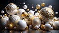 Intricate GoldAccented White Spheres on a Black Background A Stunning 3D Rendered Surreal Composition for Abstract Art Royalty Free Stock Photo