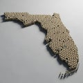 3D Florida State Map Made of Spheres with Highlighted Blue Point Royalty Free Stock Photo