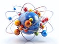 A Stunning 3D Visualization of Atomic Structure Spinning Electrons in Elliptical Orbits Around a Silver Nucleus