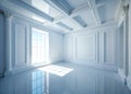 A Stunning 3D Rendering Spacious Empty White Room Viewed from Above Ideal for Interior Design Visualization and Royalty Free Stock Photo