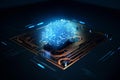 Ai Generative Futuristic microcircuit on dark background. 3d rendering