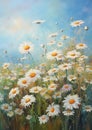 Captivating Daisies: A Sublime Russian Academic Landscape in Pas Royalty Free Stock Photo