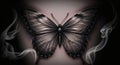 Dark Gothic Butterfly Tattoo with Spiderweb Wings and Smoke - Mystery and Shadow Art Royalty Free Stock Photo