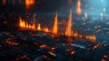 Captivating Data Visualization: The Bright Surge of Digital Waveforms in a Futuristic Setting