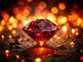 Captivating Deep Crimson Diamond Sparkle A Luxurious Gemstone in LowLight Elegance Royalty Free Stock Photo