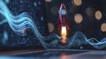Stylized Rocket Launching from Laptop in Twilight Royalty Free Stock Photo