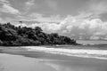 Captivating deserted beachscape in Ghana, Africa, in grayscale Royalty Free Stock Photo