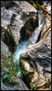 Captivating detail of a cascading river over beautiful rock formations in the picturesque landscapes of Southern France