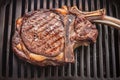 Captivating detail Grilled beef tomahawk steak, a close up culinary spectacle Royalty Free Stock Photo