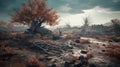 The Captivating and Detailed Charred Landscape with Lone Tree Cinematic Experience