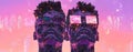 Cyberpunk Twins Digital Mindscape Royalty Free Stock Photo
