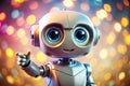 Adorable Pastel Robot Points with Friendly Gaze Digital Art Featuring a Charming Pointing Robot on a Soft Pastel Royalty Free Stock Photo