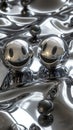 Chrome Smiley Balls on Reflective Surface Royalty Free Stock Photo