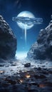 Futuristic Spaceship Soaring Above Enchanting Lunar Landscape Royalty Free Stock Photo