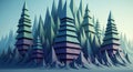 Stylized Geometric Winter Forest Landscape Royalty Free Stock Photo