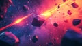 Asteroids In Deep Space With Glowing Trails Cosmic Journey Through Vibrant Stars