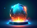 Futuristic Crystal Sphere with Glowing Geometric Design and Vibrant Colors Royalty Free Stock Photo