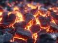 Close up of Glowing Charcoal Embers Showcasing Radiant Orange Heat and Intricate Royalty Free Stock Photo
