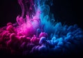 Vibrant pink and blue ink clouds swirling in darkness abstract smoke motion art Royalty Free Stock Photo