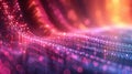 Vibrant Data Visualization Featuring Light Points Against a Pastel Background During a Digital Art Display Royalty Free Stock Photo